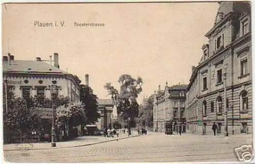 16483 Soldaten Ak Plauen i.V. Theaterstrasse 1911