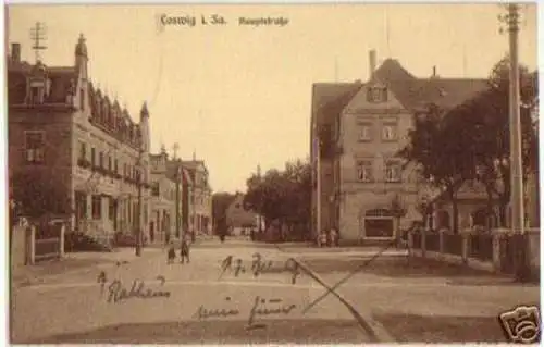 15396 Ak Coswig i. Sa. Hauptstraße um 1920