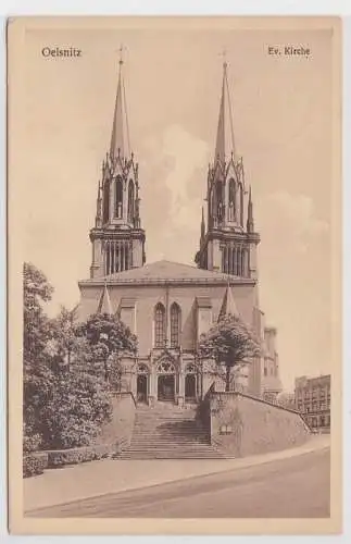 36769 Ak Oelsnitz im Erzgebirge - Blick auf Ev. Kirche 1928