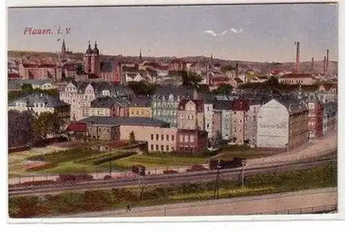 61454 Feldpost Ak Plauen im Vogtland Totalansicht mit Bahnlinie 1918