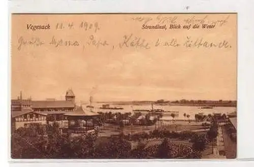 50367 Ak Vegesack Strandlust Blick auf die Weser 1909