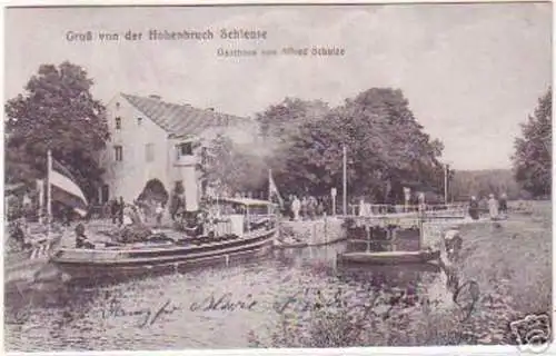 19034 Ak Gruß von der Hohenbruch Schleuse Gasthaus 1941