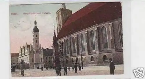 86645 Ak Guben Hauptkirche und Rathaus 1908