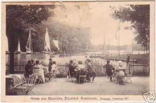 18220 Ak Gruss aus Moorlake Biergarten Baumann um 1930