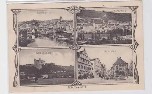 89343 Mehrbild Feldpost AK Eichstätt - Willibaldsburg, Markt, Altmühlpartie 1916