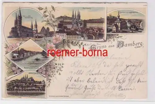 79980 Ak Lithografie Gruss aus Bamberg Michaelsberg, Klein-Venedig usw. 1898