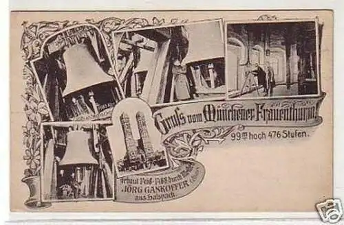 33280 Ak Gruss vom Münchener Frauenthurm um 1900