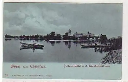 28877 Mondscheinkarte Gruss vom Chiemsee um 1900