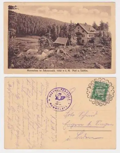 98948 Ak Mummelsee im Schwarzwald Stempel Posthilfsstelle 1924