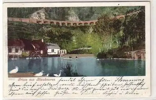 54636 Ak Gruß aus Blaubeuren Viadukt und Mühle 1901