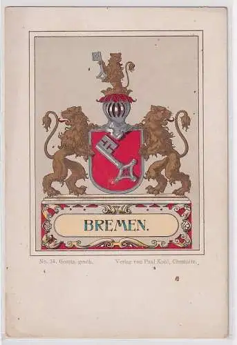 906675 Wappen Ak Lithographie Freie und Hansestadt Bremen um 1900