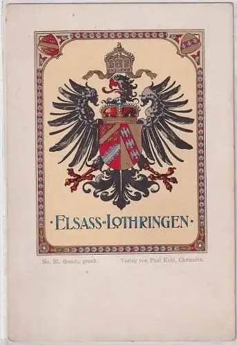 63085 Wappen Ak Lithographie Elsass Lothringen um 1900