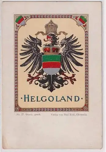 46629 Wappen Ak Lithographie Insel Helgoland um 1900