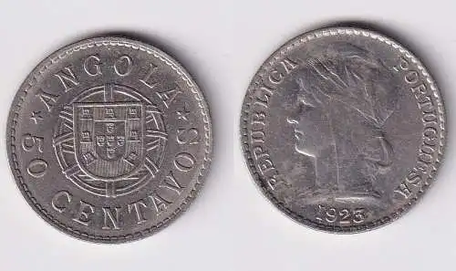 50 Centavos Kupfer Nickel Münze Portugiesisch Angola 1923 ss/vz (136174)