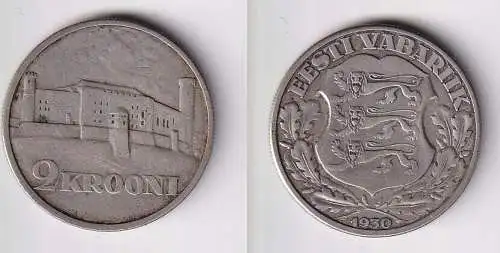 2 Krooni Silber Münze Estland 1930 Schloß Tallin (116811)