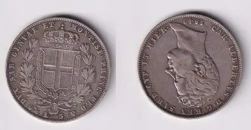 5 Lire Silbermünze Italien Regno Sardinien Carlo Alberto. 1831-1849 ss+ (115930)