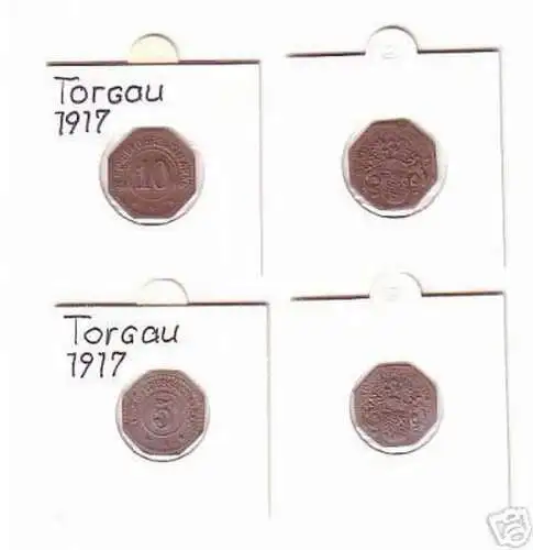 5 & 10 Pfennig Münzen Notgeld Stadt Torgau 1917