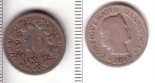 10 Rappen Nickel Münze Schweiz 1895