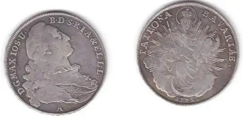 1 Taler Silber Münze Bayern Maximilian III. Joseph 1772 A Madonnentaler