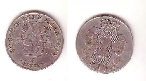 1/6 Taler Silber Münze Hessen Kassel 1798 F