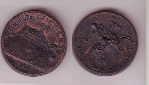 Alte schwarze Porzellan Medaille Welfen Serie "Die Ravensburg" 1923