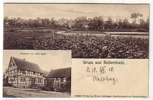 02815 Ak Gruss aus Beltershein, Gasthaus, Feldpost 1918