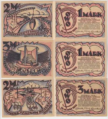 Kompl. Serie mit 6 Banknoten Notgeld Oldenburg Oldenburger Woche "OWO" 1922