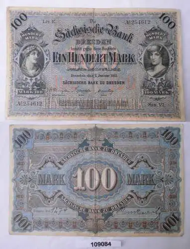 Banknote 100 Mark Sächsische Bank zu Dresden 1911