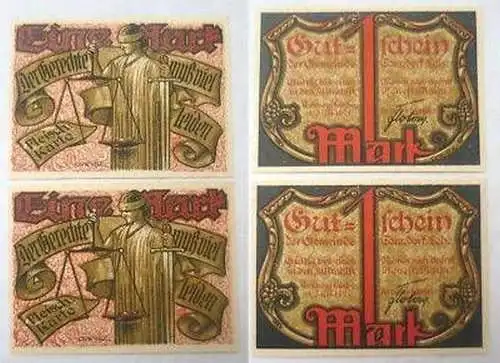 2 Banknoten Notgeld der Stadt Tonndorf Lohe 1921