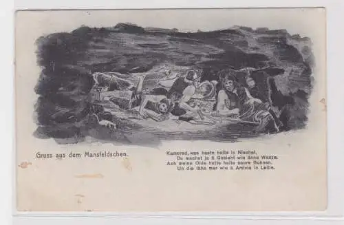 907020 Humor Ak Gruß aus dem Mansfeldschen "Unter Tage" 1912