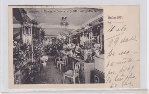 907601 Ak Berlin Blumenladen von Julius Weigert Leipziger Straße 78, 1907