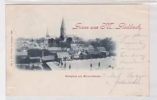 907722 Ak Gruß aus München-Gladbach Geroplatz mit Münsterkirche 1898