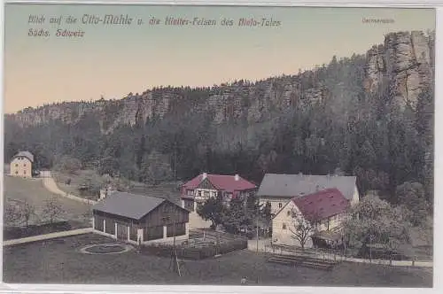 908349 Ak Blick auf die Otto Mühle und die Kletterfelsen des Biela-Tales um 1910