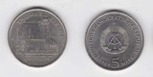 DDR Gedenk Münze 5 Mark Leipzig Thomaskirche 1984 vz (137000)