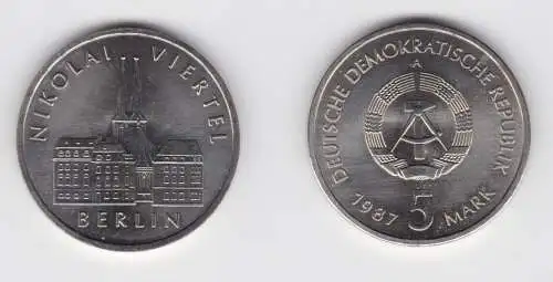 DDR Gedenk Münze 5 Mark Berlin Nikolai Viertel 1987 Stempelglanz (137186)