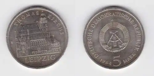 DDR Gedenk Münze 5 Mark Leipzig Thomaskirche 1984 vz (136593)