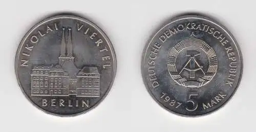 DDR Gedenk Münze 5 Mark Berlin Nikolai Viertel 1987 Stempelglanz (136565)