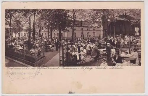 77073 Ak Leipzig Gartenansicht des Weltrestaurant Panorama 1929