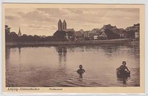 66439 Ak Leipzig Kleinzschocher Hochwasser um 1930