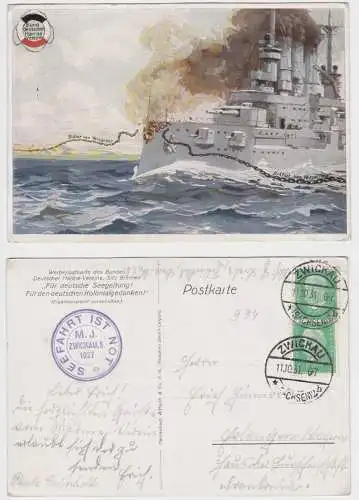 00447 Ak Bund deutscher Marine Vereine Kriegsschiff sprengt Kette 1931