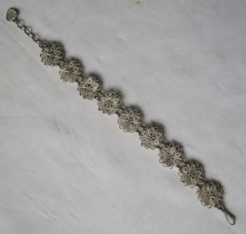 Charmantes Silber Armband mit filigranem Blütenmuster (167259)