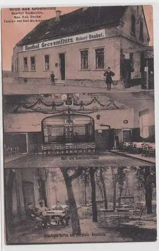 74335 Mehrbild Ak Gruß aus Großmiltitz Gasthof mit Turnplatz und Kegelbahn 1922