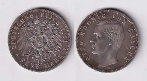 5 Mark Silbermünze Bayern König Otto 1901 Jäger 46 ss (165519)