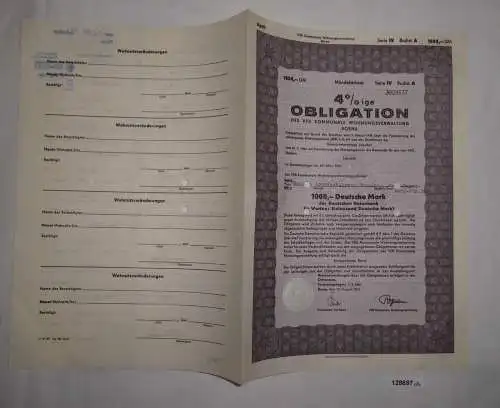 1000 Mark Obligation VEB kommunale Wohnungsverwaltung Borna 12.Aug 1961 (128697)