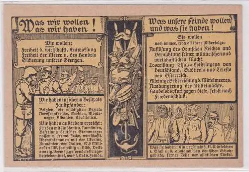 68224 Propaganda Ak Was wir wollen und was wir haben! um 1917