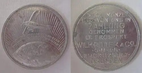 Aluminium Medaille lt. Prospekt Wilh. Ritter & Co. GmbH Dresden (166093)