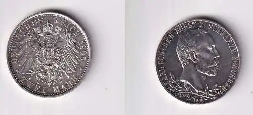 2 Mark Silber Münze 1905 Schwarzburg Sondershausen Stempelglanz (161110)