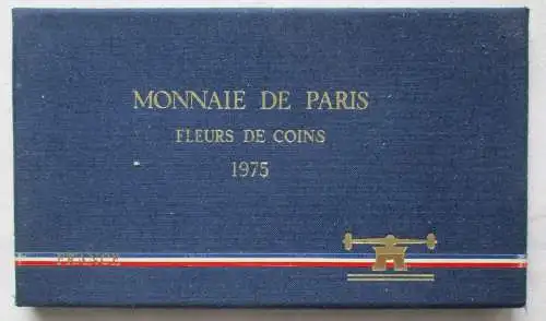 KMS Kursmünzensatz Frankreich 9 Münzen 1 Centime - 50 Francs 1975 Stgl. (163277)