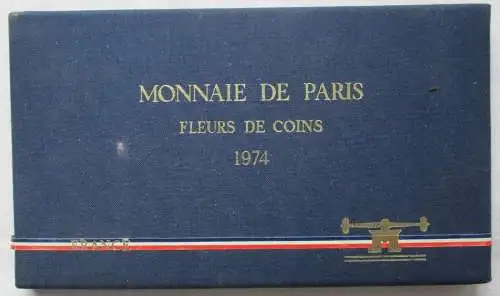 KMS Kursmünzensatz Frankreich 9 Münzen 1 Centime - 50 Francs 1974 Stgl. (163753)
