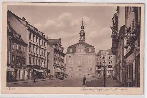 02207  Ak Gera Heinrichstrasse und Museum 1918